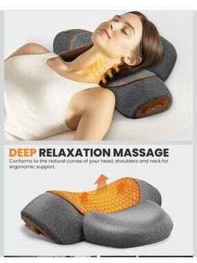 3-In-1 Neck Massager Pillow with Heat & Vibration Deep Relaxation Pain Relief